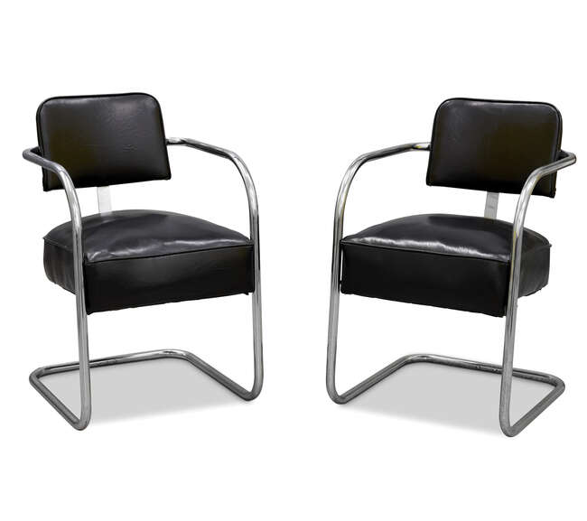
	
		Modernist, a pair of tubular metal cantilever chairs
		Second quarter 20th Century
		
