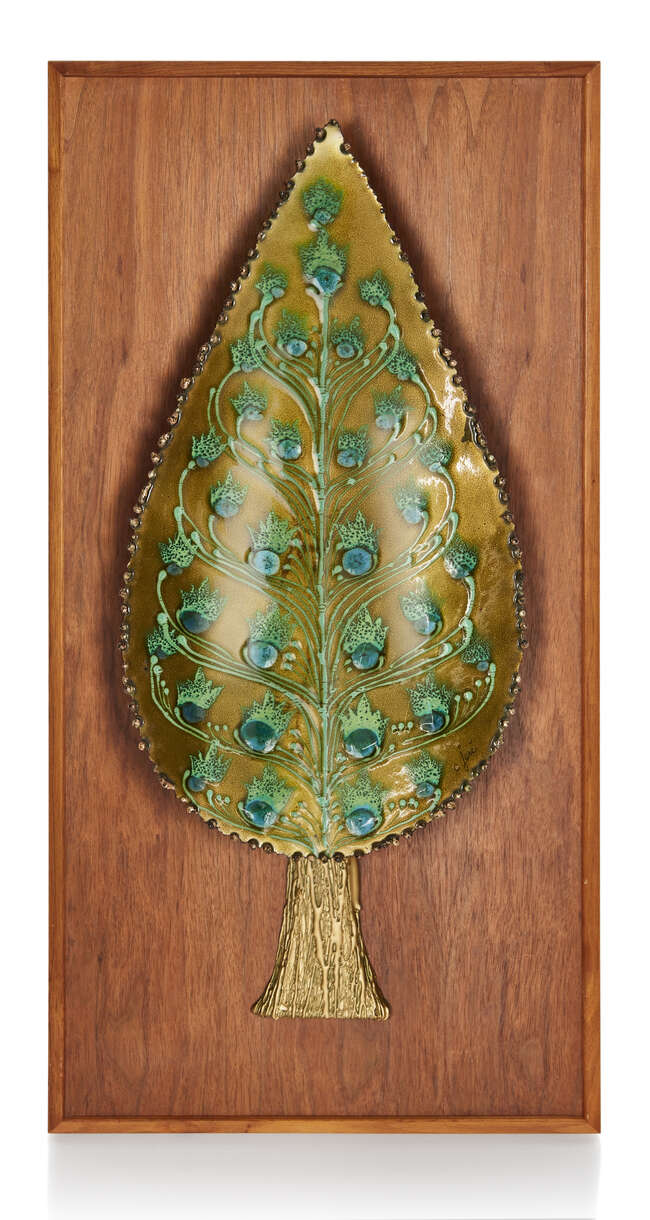 
	
		Curtis Jere for Artisan House, 
		 
		Enamelled copper wall sculpture, circa 1968-70,...