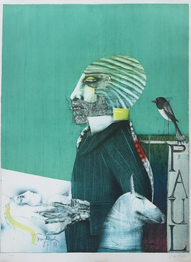 Paul Wunderlich, German 1927-2010, Paul, 1988; Lady with Knife and Melon, 1988; two lithographs in...