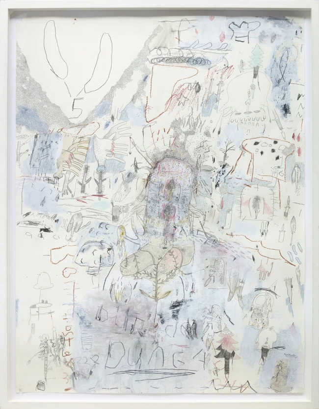 Antonio Diaz, Contemporary, Bubbling up Against the Inventor, 2007; mixed media on paper, signed...