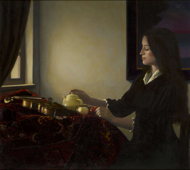 
	
		Israel Zohar, 
		Isreali/British b.1946- 
		 
		Portrait of the artists wife, with...