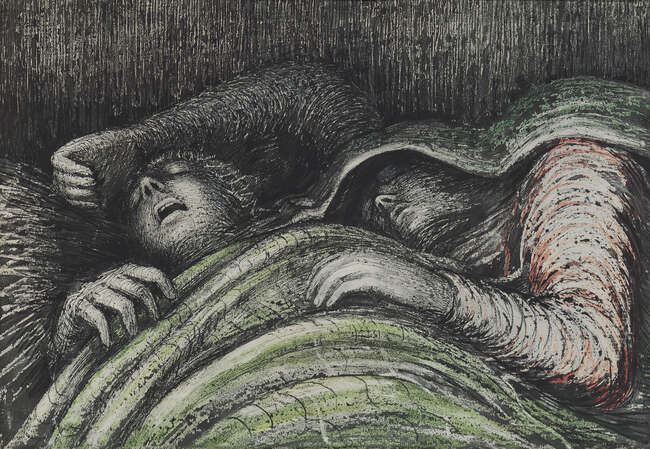 
	
		After Henry Moore OM CH FBA, 
		British 1898-1986-
		 
		Pink and Green Sleepers,...