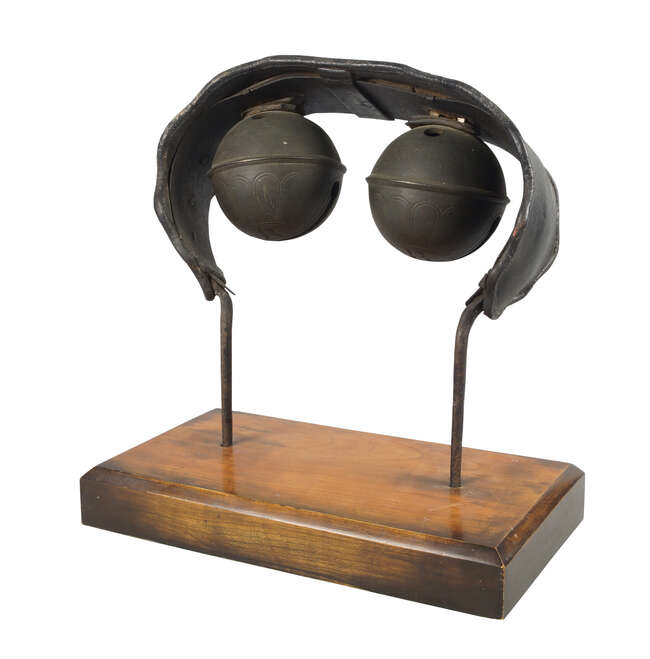 
	
		A pair of copper alloy crotal bells, by Richard Wells of Aldbourne, Wilshire, late 18th...
