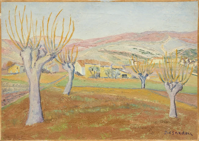 Jean-Claude Sardou, French 1904-1967 - Les Mûriers; oil on canvas, signed lower right 'J-C....