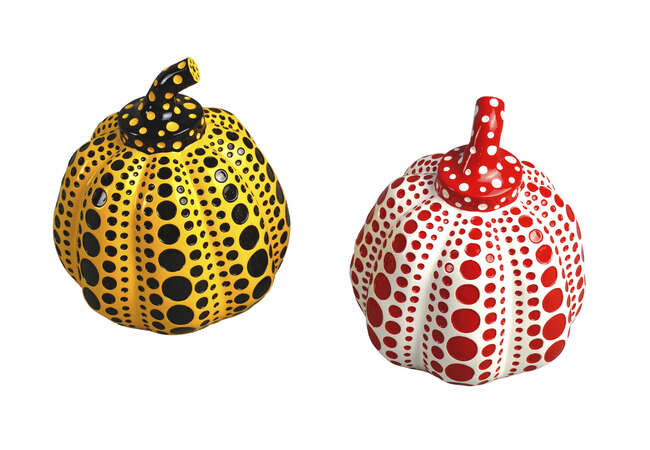 
	
		Yayoi Kusama, 
		Japanese b.1929- 
		
		Pumpkins, 2016; 
		
		two painted cast resins...