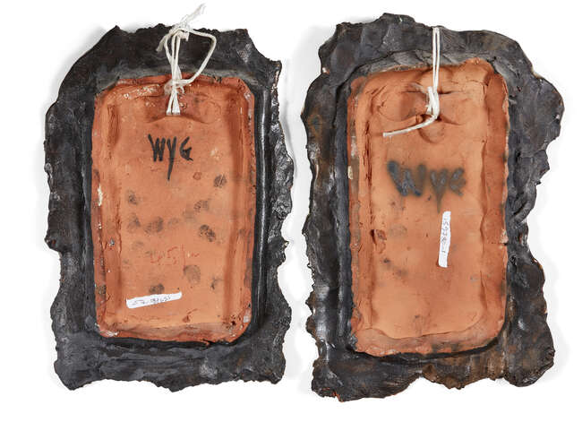 
	
		Adam Dworski (1917-2011), 
		 
		Two Madonna wall plaques, circa 1960s, 
		Red...