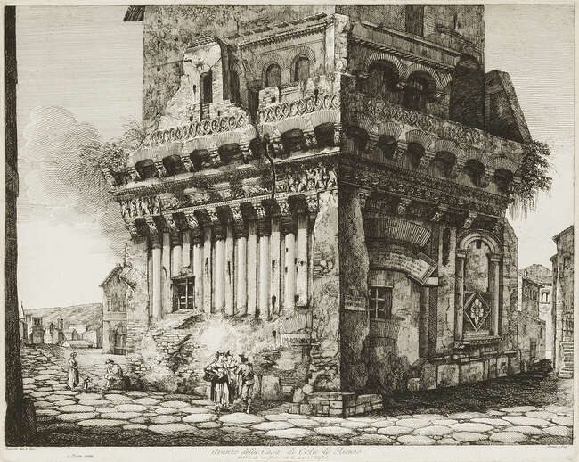 
	
		Luigi Rossini, 
		 
		Italian 1790-1857- 
		 
		Avanzo della Casa di Cola di...