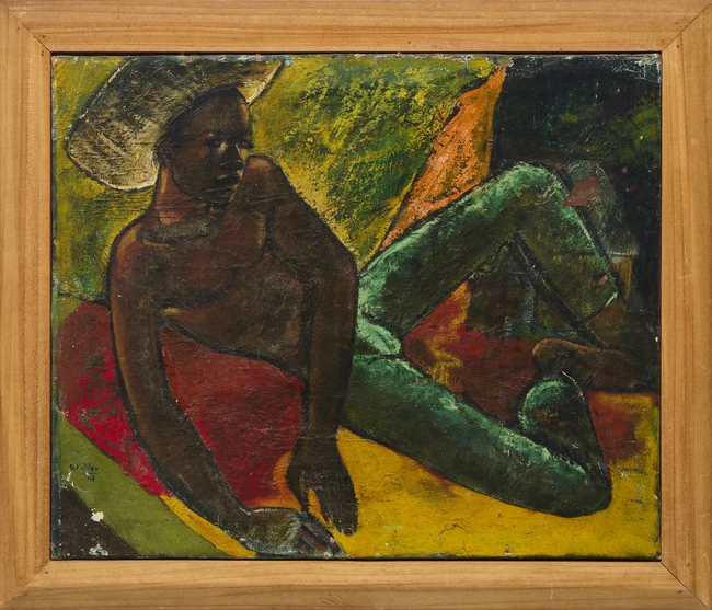 Geoffrey Holder, Trinidadian 1930-2014 - Reclining Figure (with 'Portrait of a woman' on the...