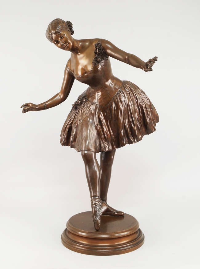 
	
		A large French bronze model of a ballerina, cast after Emile-Arthur Soldi-Colbert,...