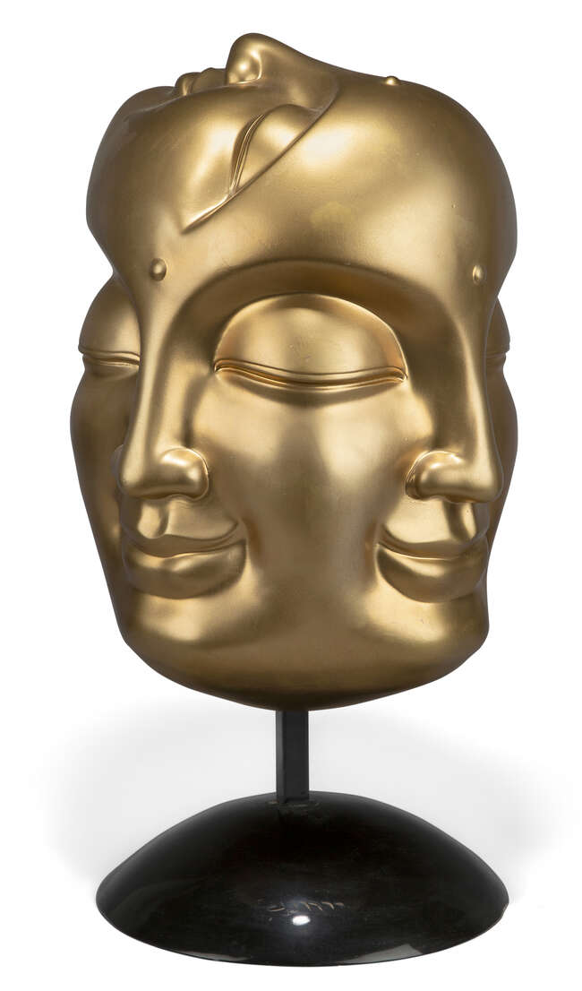 Ma Tse Lin, Chinese b.1960- 
Tête de Buddha Doree, 2005; 
mixed media; resin, signed, number 10 and...