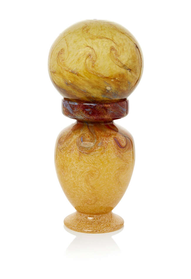 
	
		Monart, a glass table lamp with a probably matched shade 
		Post-war, unmarked
		The...