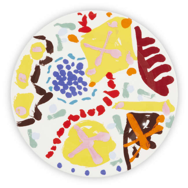 
	
		Patrick Heron, 
		British 1920-1999-
		 
		Garden Plate, 1992; 
		china plate in...