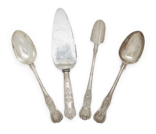 
	
		A Victorian silver stilton scoop, London, c.1840, Charles Lias, with King&#39;s pattern...