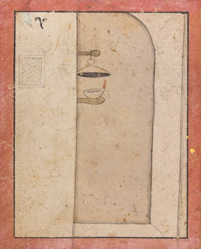 A Tantric scene: An arched doorway, Pahari, North India, circa 1800, 
Opaque pigments on...