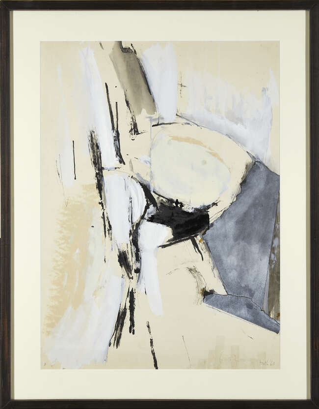 
	
		Adrian Heath, 
		British 1920-1992- 
		Untitled, 1960;
		gouache, collage, and ink, signed...