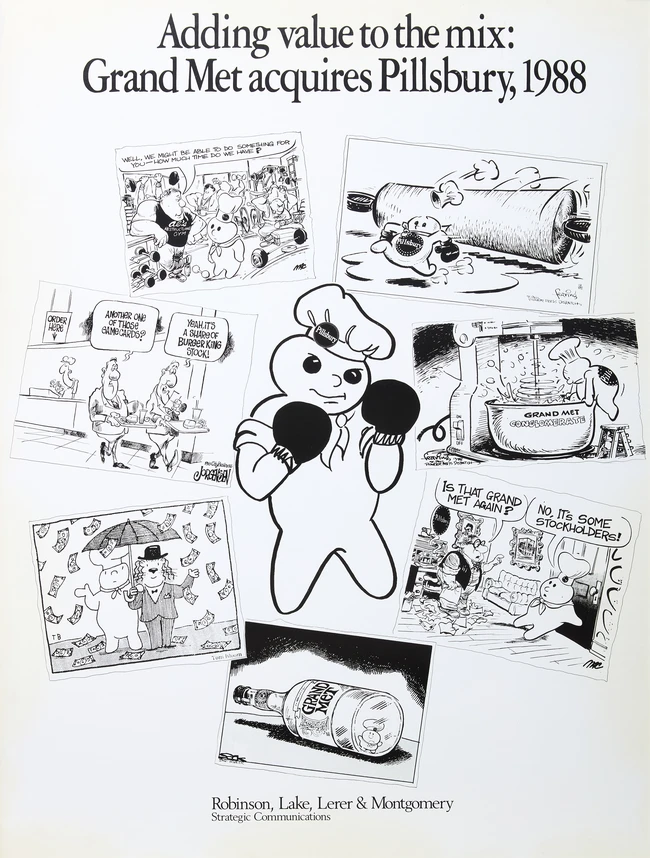 To Be Sold with No Reserve: Grand Met acquires Pillsbury, 1988; digitally printed poster on...