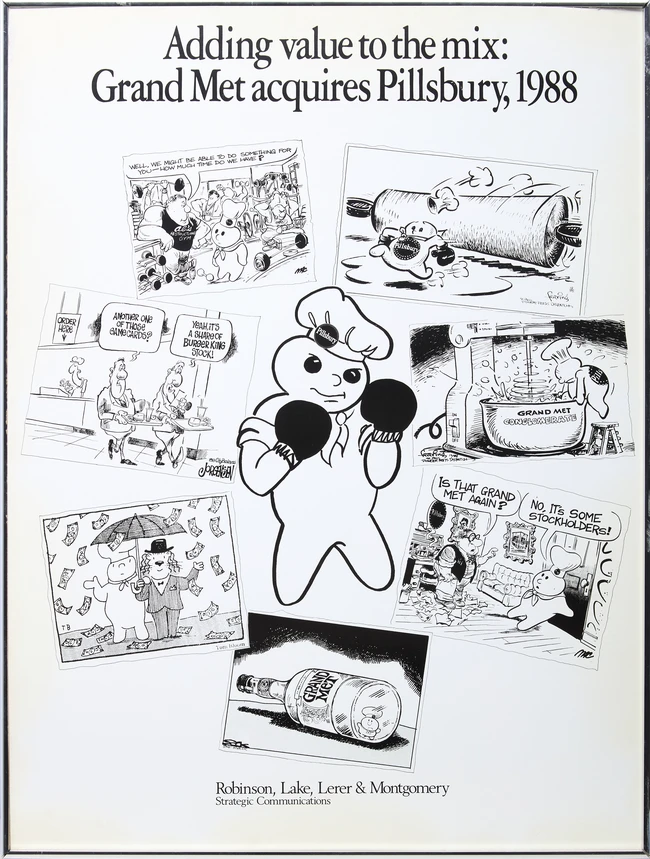 To Be Sold with No Reserve: Grand Met acquires Pillsbury, 1988; digitally printed poster on...