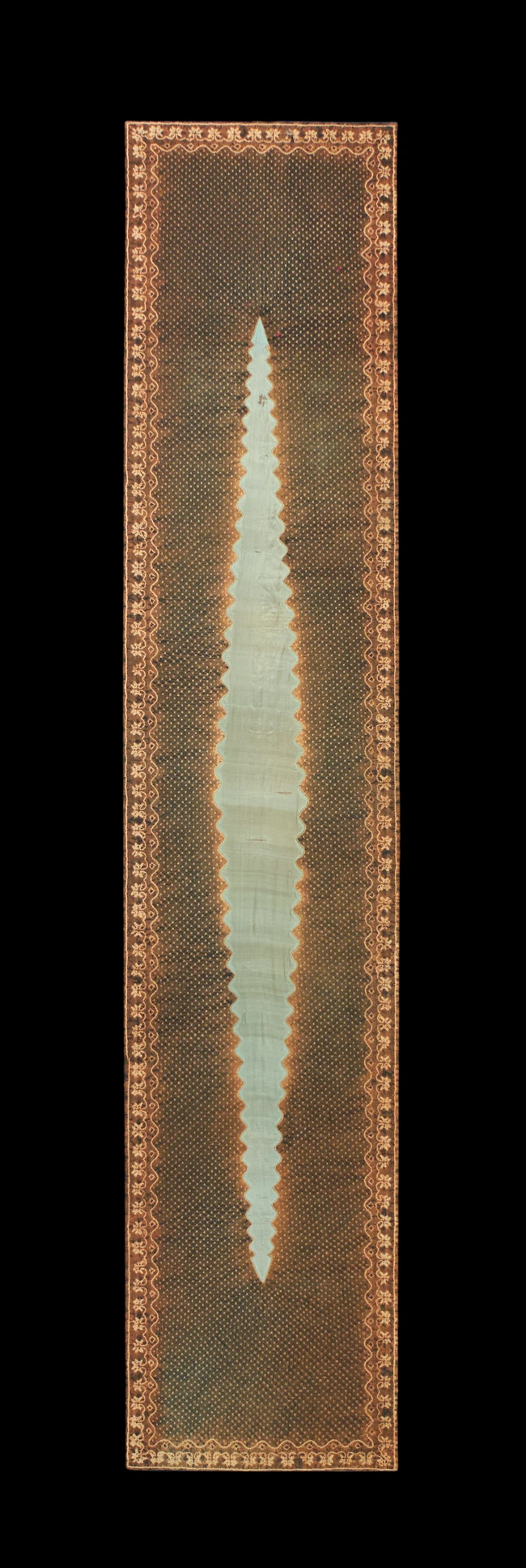 Embroidered shoulder cloth, Possibly Sumatra, Indonesia, 19th century, 
With central turquoise...