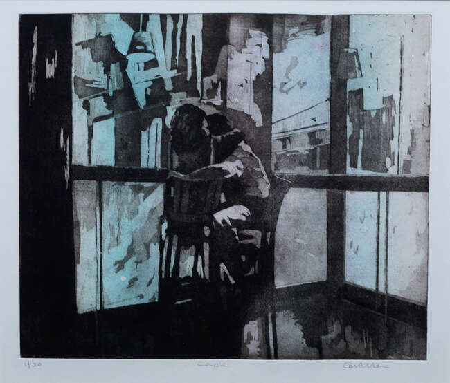 
	
		Ceri Allen, 
		British b.1962- 
		 
		Couple
		 
		etching with aquatint printed...