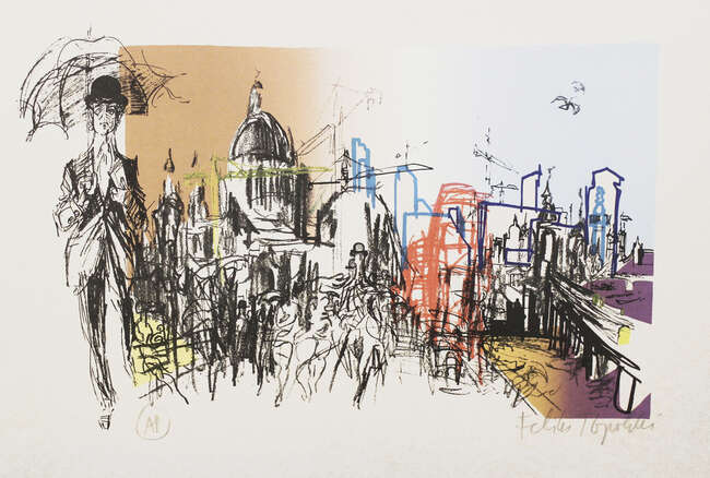
	
		Feliks Topolski RA, 
		Polish/British 1907-1987- 
		 
		from the London Suite,...