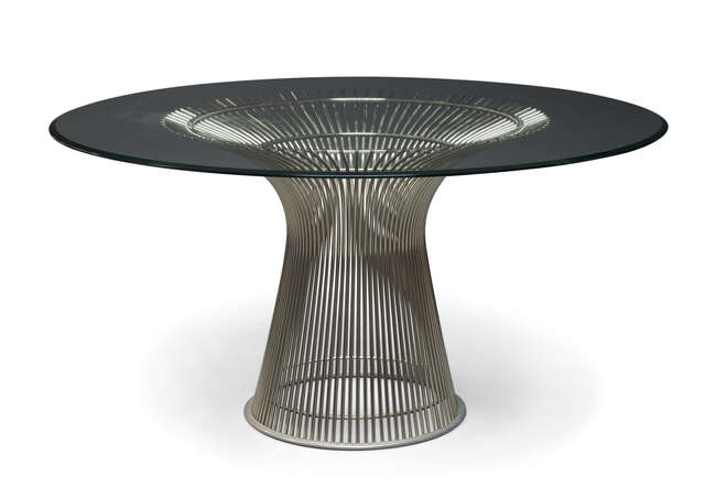 
	
		Warren Platner (1919-2006), a Platner dining table and four Platner armchairs for Knoll...