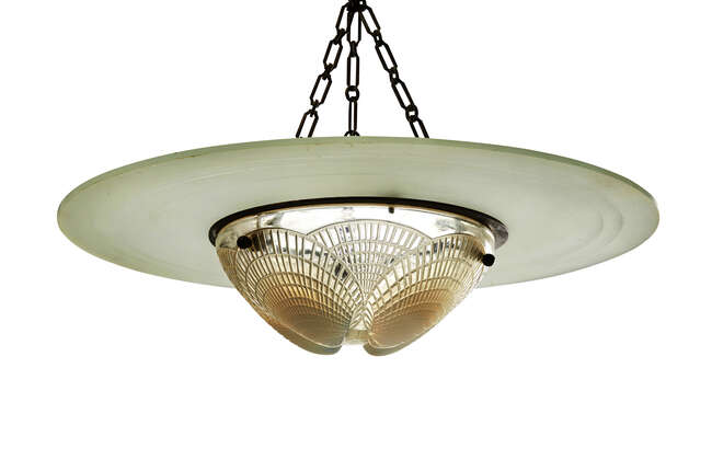 
	
		René Lalique (French 1860-1945), &#39;Coquilles No2&#39;, No.3201, an opalescent glass shade...