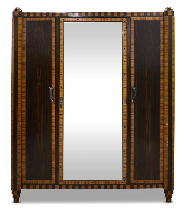 
	
		French Art Deco, a Macassar and banana wood part bedroom suite
		c.1930
		Comprising: a...
