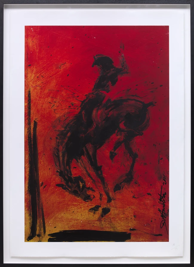 Richard Hambleton, Canadian, 1952-2017, Horse and Rider, red edition, 2015; giclee print ion...