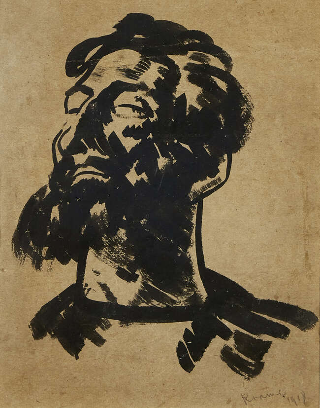 
	
		Jacob Kramer, 
		Ukrainian/British 1892-1962-
		 
		Head of a bearded man,...