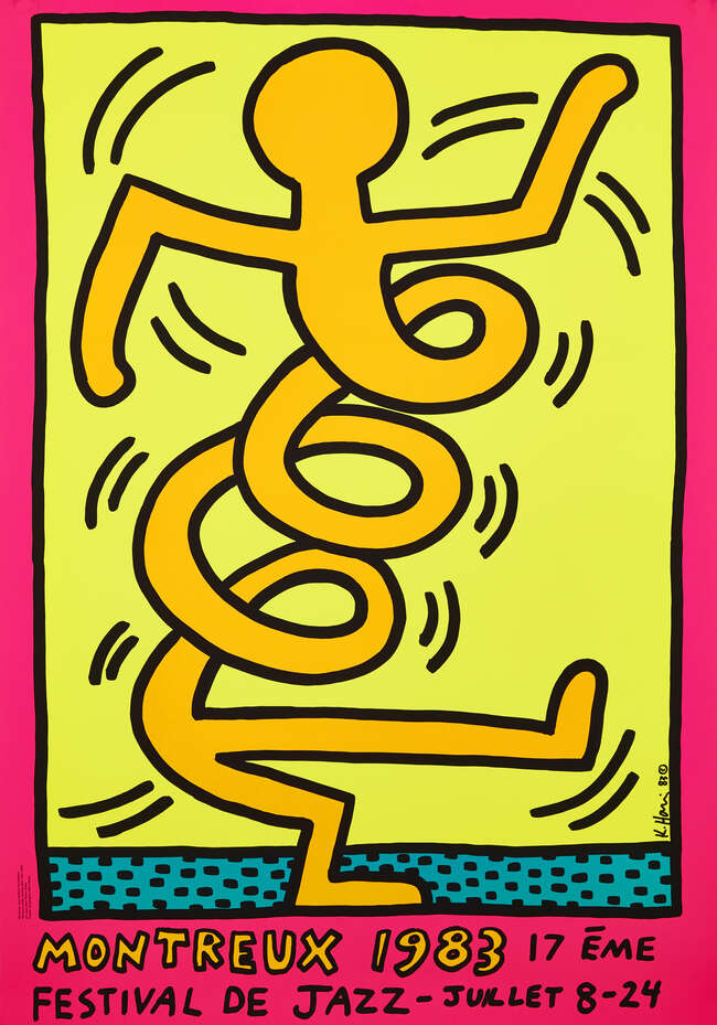 
	
		Keith Haring,
		American 1958-1990-
		 
		Montreux Jazz Festival Poster (Pink,...