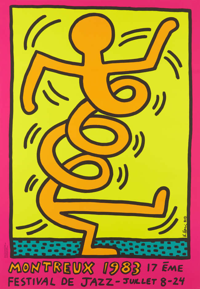 Keith Haring, American 1958-1990, Montreux Jazz Festival (yellow), 1983; Montreux Jazz Festival...