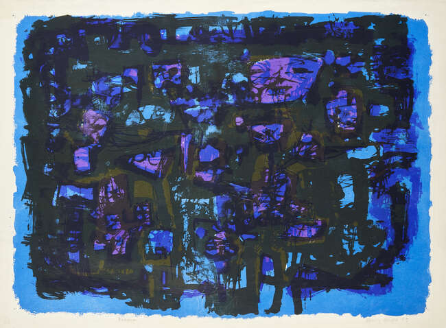 
	
		Henry Cliffe, 
		British 1919-1983- 
		 
		Dodona, 1959; 
		 
		lithograph in colours...