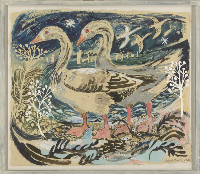 
	
		Mark Hearld, 
		British b.1974 - 
		 
		Two geese, 2008; 
		 
		watercolour, gouache,...