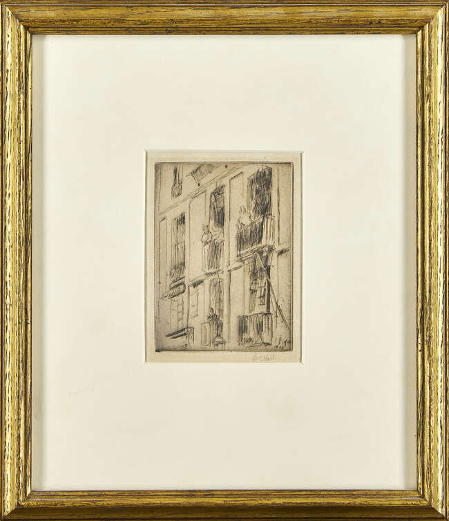 
	
		Walter Richard Sickert RA RBA, 
		British 1860-1942- 
		 
		Dieppe, La Ruede la Halle...