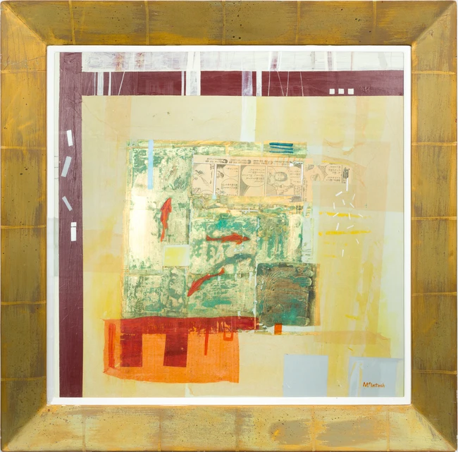 Sandy McIntosh RSW, Scottish b.1971 - Temple Courtyard Pool; mixed media on board, signed...