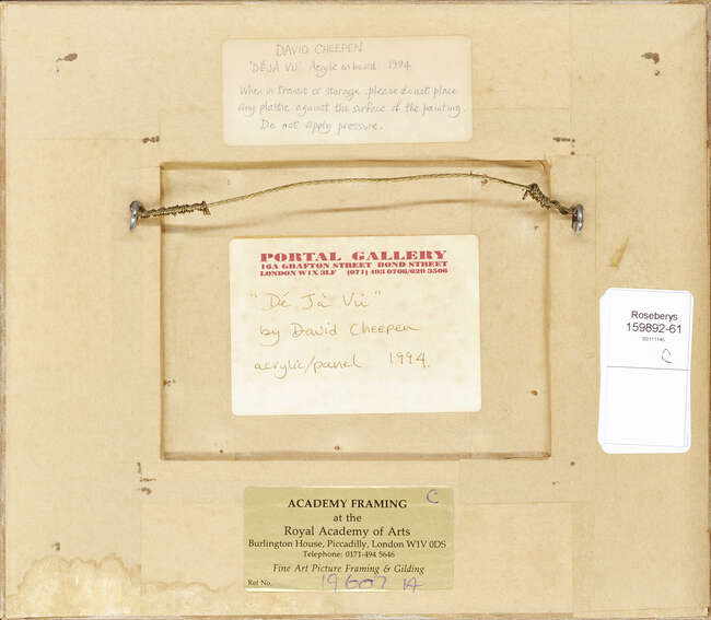 
	
		David Cheepen, 
		British 1946-2016 - 
		 
		De Ja Vu, 1994; 
		 
		acrylic on board,...