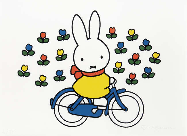 
	
		Dick Bruna, 
		Dutch 1927-2017- 
		 
		Miffy on Bike; 
		 
		screenprint in...