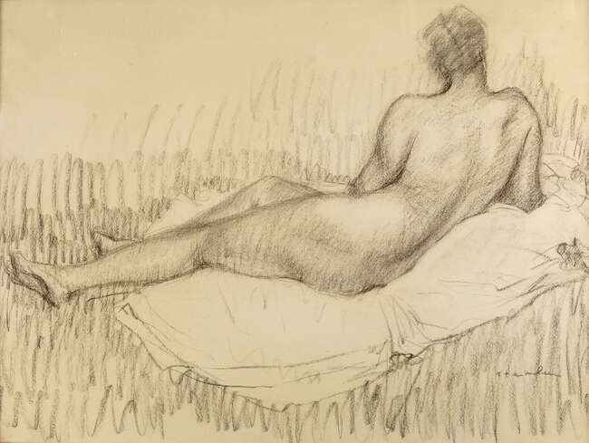 
	
		Theophile Alexandre Steinlen,
		Swiss/French 1859-1923-
		 
		Nu de dos allongé,...
