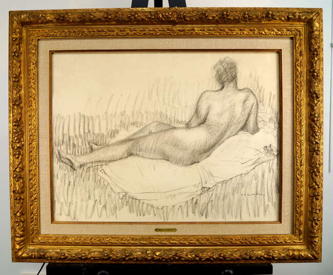 
	
		Theophile Alexandre Steinlen,
		Swiss/French 1859-1923-
		 
		Nu de dos allongé,...