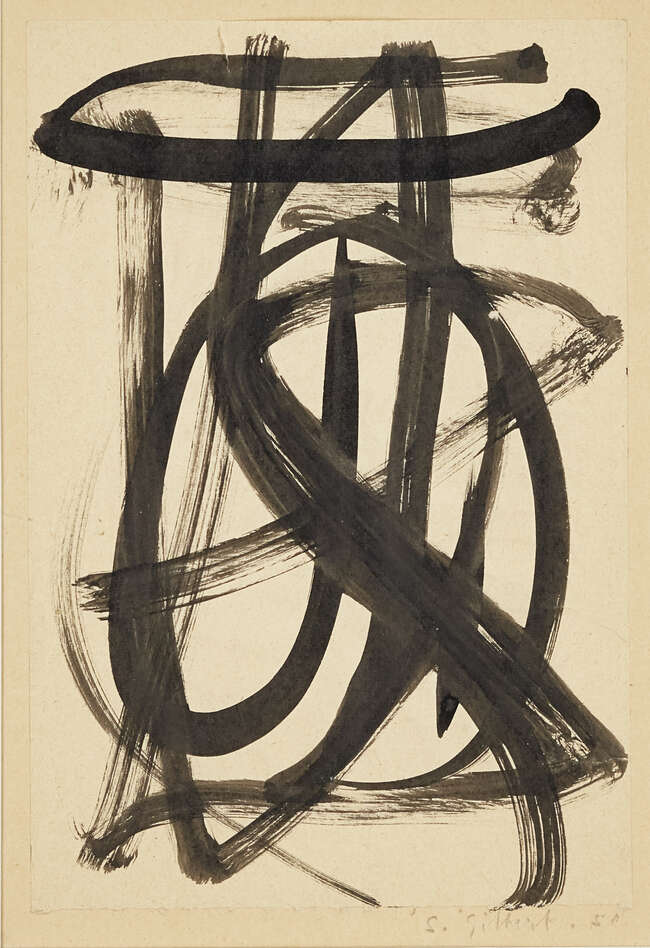 
	
		Stephen Gilbert,
		Scottish 1910-2007-
		 
		Abstract composition;
		 
		brush and...