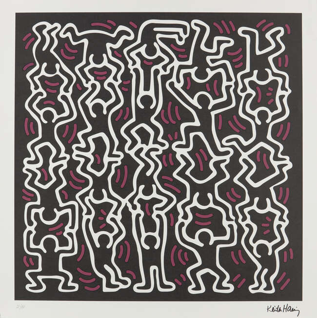 Keith Haring, American 1958-1990,
Untitled (Black); serigraph in colours on wove, signed in the...