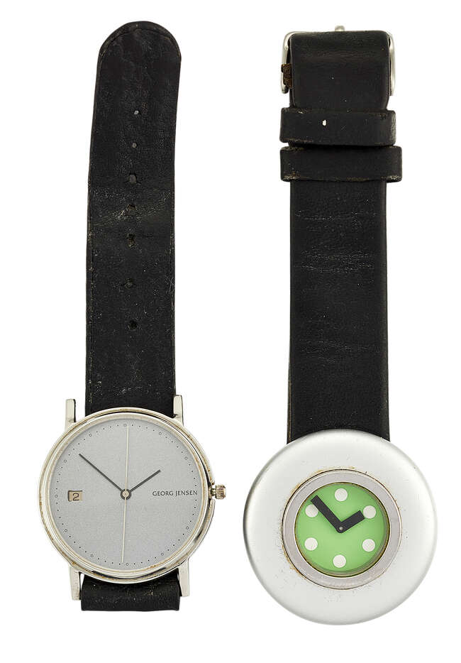 
	
		A stainless steel quartz wristwatch by Georg Jensen, the grey circular dial with sweep...