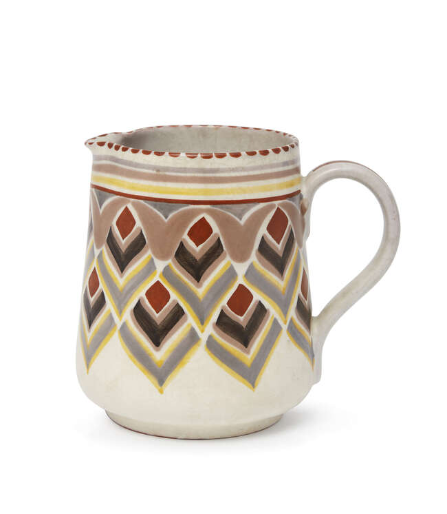 
	
		Poole, an Art Deco jug with geometric design
		c.1930, impressed Carter Stabler Adams...