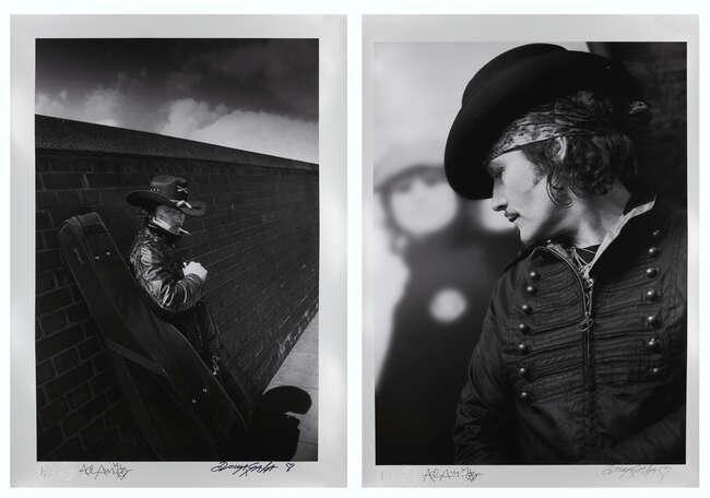 Hannah Domagala, British 20th / 21st Century
Adam Ant in two poses;
photographic prints on satin...