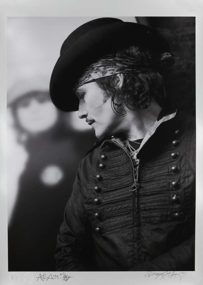 Hannah Domagala, British 20th / 21st Century
Adam Ant in two poses;
photographic prints on satin...