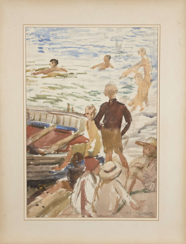 
	
		Dame Laura Knight RA RWS, 
		British 1877-1970 - 
		 
		St Ives Harbour, 1912; 
		 
		