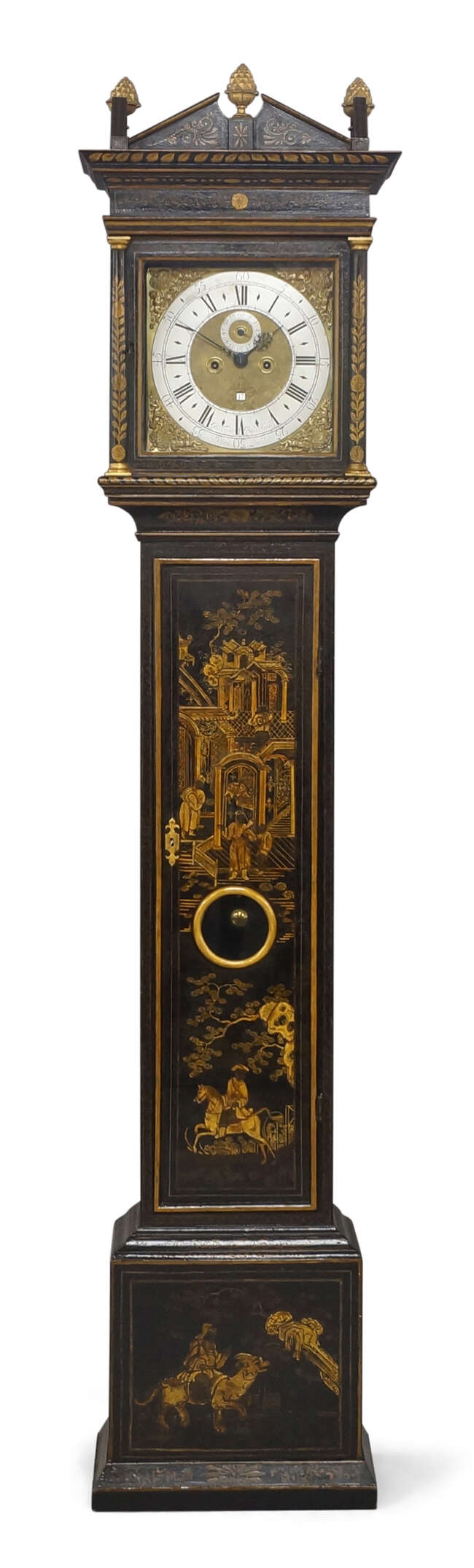
	
		A chinoiserie eight day longcase clock, by George Tyler, Pope&#39;s Head Alley, London, first...