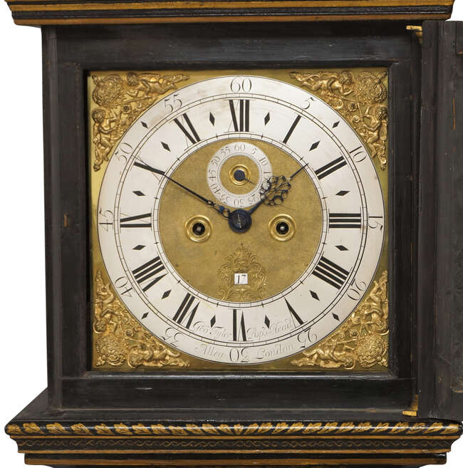 
	
		A chinoiserie eight day longcase clock, by George Tyler, Pope&#39;s Head Alley, London, first...