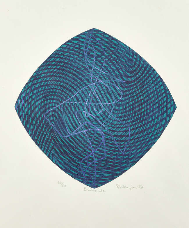 
	
		Stanley William Hayter CBE, 
		British 1901-1988- 
		 
		Emerald, 1987; 
		 
		etching...