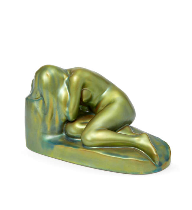 
	
		Zsolnay, an Eosin glazed ceramic figure
		&#39;Despair&#39;, designed 1906, this version...
